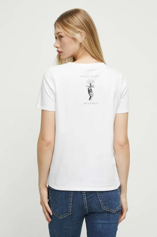 biały T-shirt bawełniany damski z kolekcji Science kolor biały