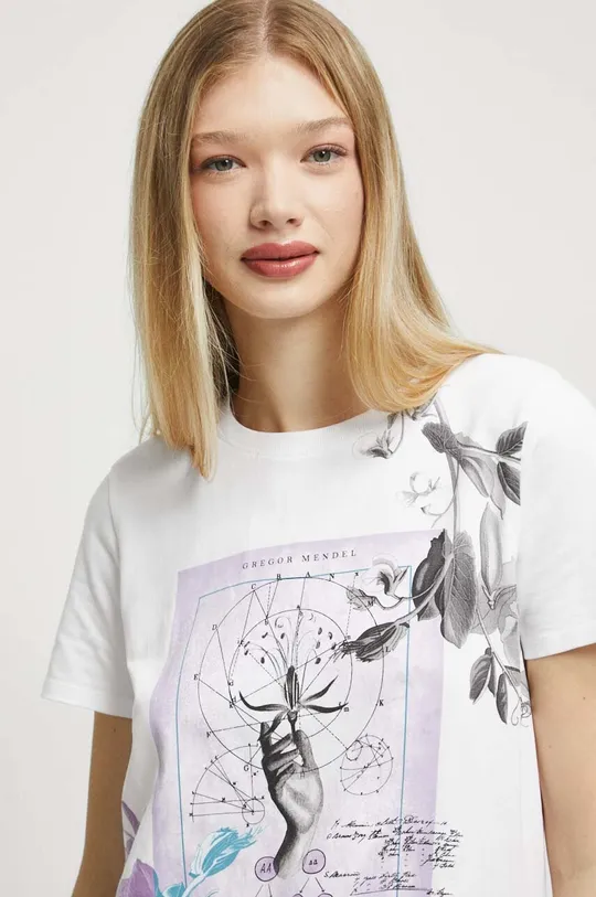 T-shirt bawełniany damski z kolekcji Science kolor biały Damski