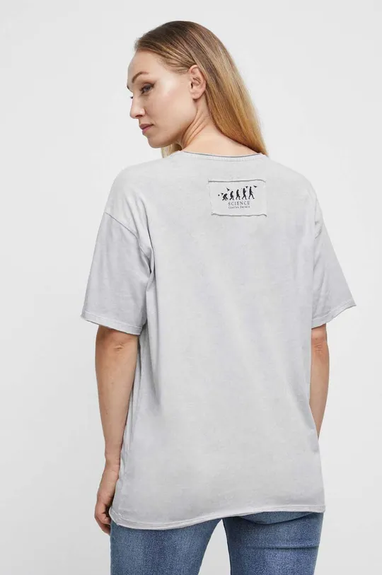 T-shirt bawełniany damski z kolekcji Science kolor szary 100 % Bawełna