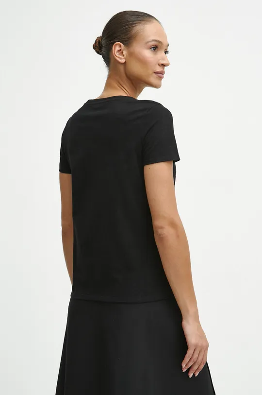 T-shirt bawełniany damski z nadrukiem kolor czarny 100 % Bawełna 