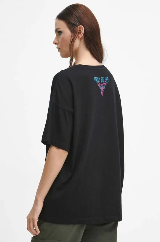 czarny T-shirt bawełniany damski z kolekcji Bestiariusz kolor czarny