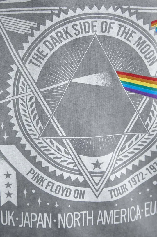 T-shirt bawełniany damski Pink Floyd kolor szary Damski