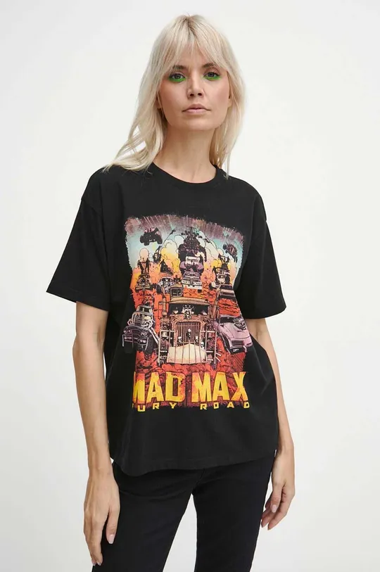 T-shirt bawełniany damski Mad Max kolor czarny czarny