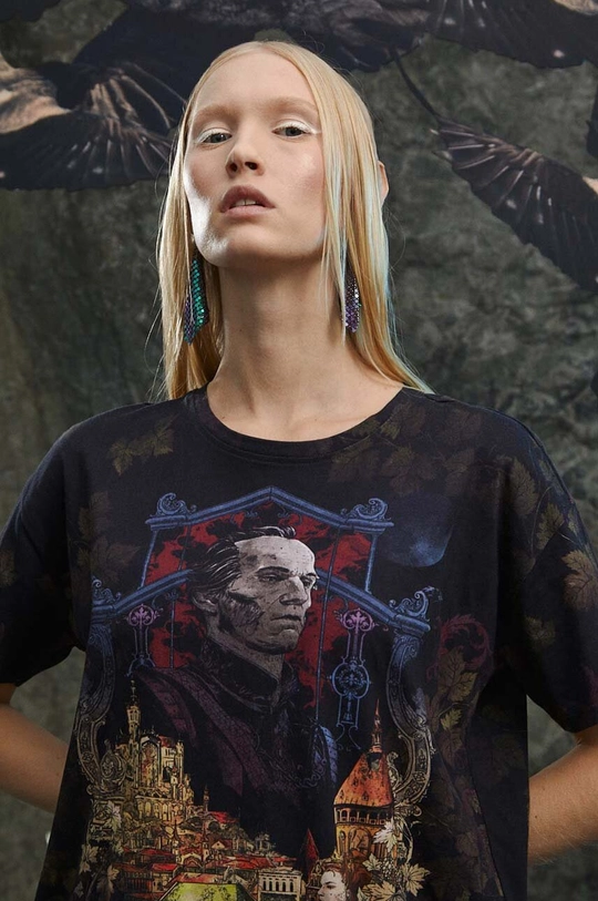 czarny T-shirt bawełniany damski z kolekcji The Witcher x Medicine kolor czarny