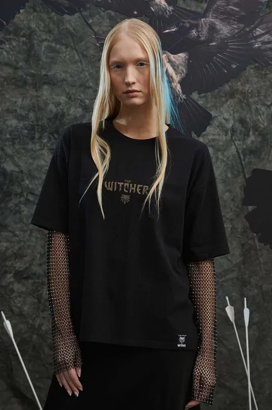 T-shirt damski z kolekcji The Witcher x Medicine kolor czarny czarny