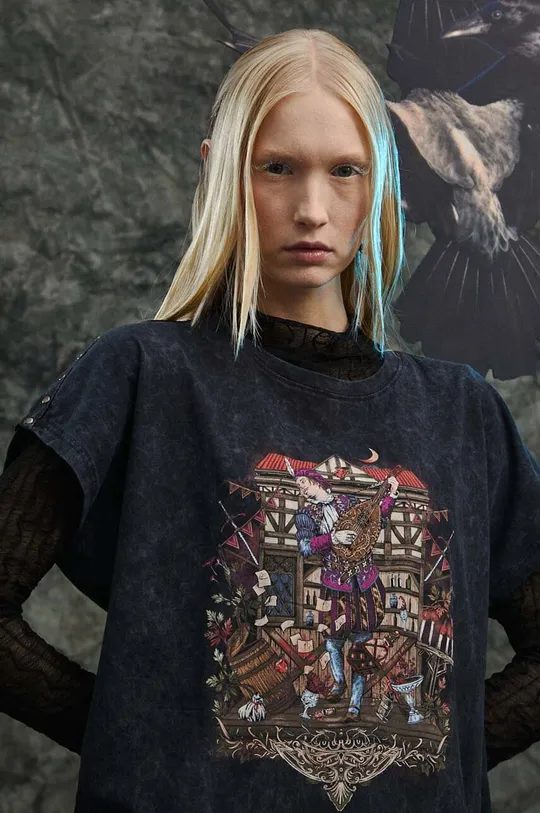 Bavlnené tričko dámske z kolekcie The Witcher x Medicine šedá farba Dámsky
