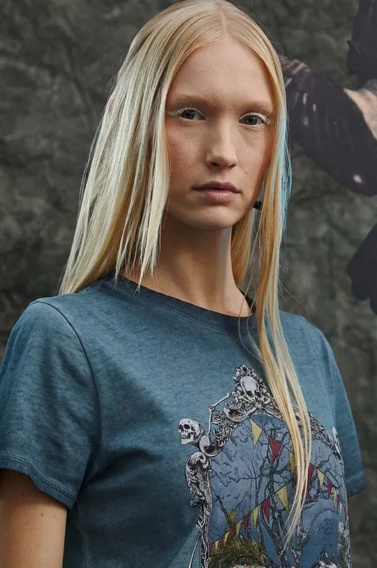 T-shirt bawełniany damski z kolekcji The Witcher x Medicine kolor turkusowy 100 % Bawełna 