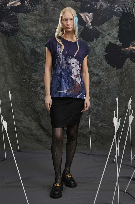 T-shirt bawełniany damski z kolekcji The Witcher x Medicine kolor granatowy 100 % Bawełna 
