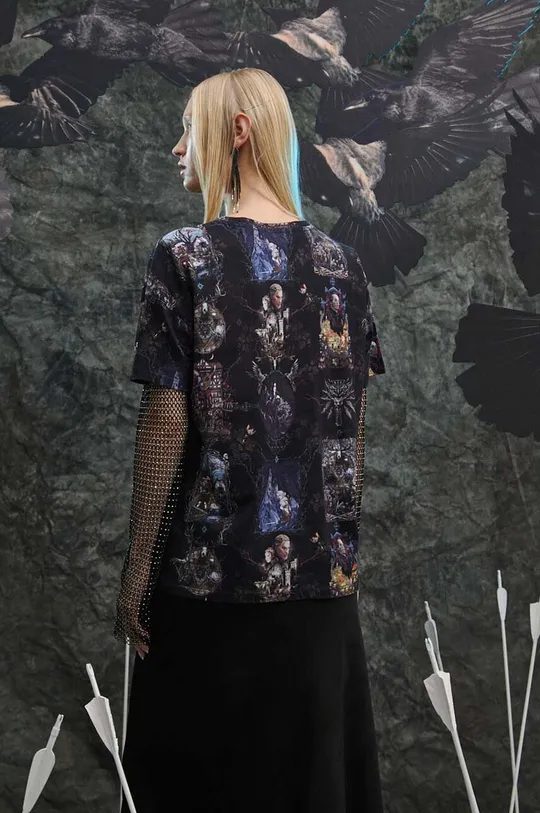 czarny T-shirt bawełniany damski z kolekcji The Witcher x Medicine kolor czarny