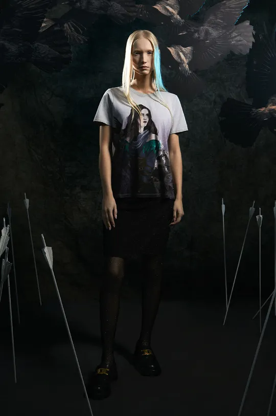sivá Bavlnené tričko dámske z kolekcie The Witcher x Medicine šedá farba Dámsky