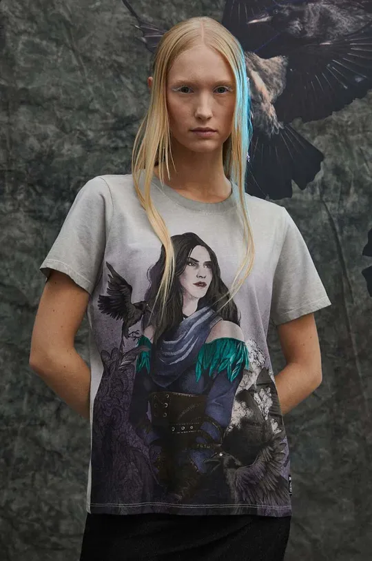 Bavlnené tričko dámske z kolekcie The Witcher x Medicine šedá farba sivá