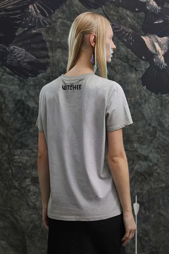 sivá Bavlnené tričko dámske z kolekcie The Witcher x Medicine šedá farba