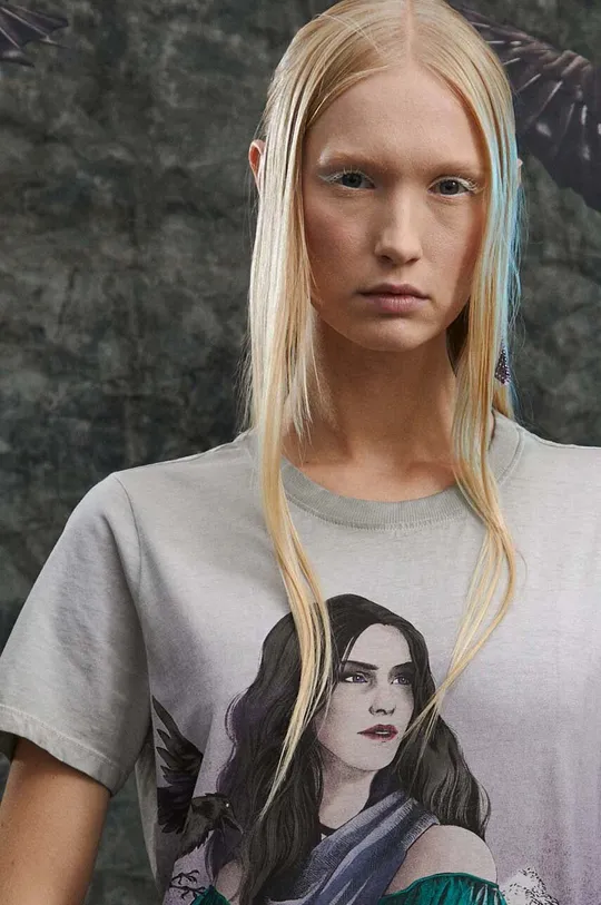 T-shirt bawełniany damski z kolekcji The Witcher x Medicine kolor szary Damski