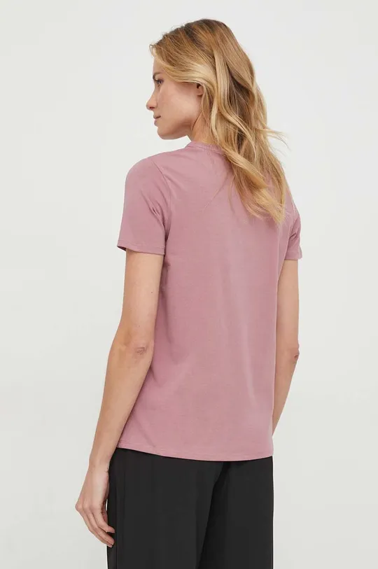 T-shirt bawełniany damski z domieszką elastanu z nadrukiem kolor różowy 95 % Bawełna, 5 % Elastan
