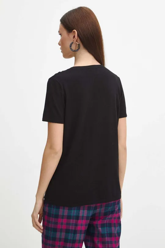 T-shirt damski z aplikacją kolor czarny 82 % Wiskoza, 18 % Poliamid
