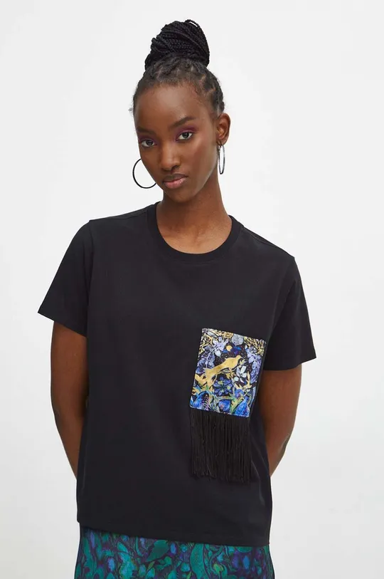 T-shirt bawełniany damski z kolekcji Medicine x Veronika Blyzniuchenko kolor czarny czarny