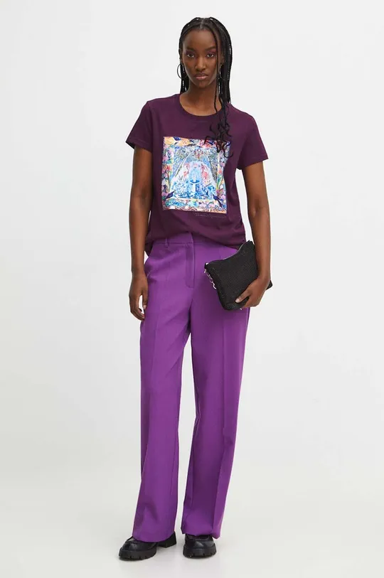 T-shirt bawełniany damski z kolekcji Medicine x Veronika Blyzniuchenko kolor fioletowy 100 % Bawełna