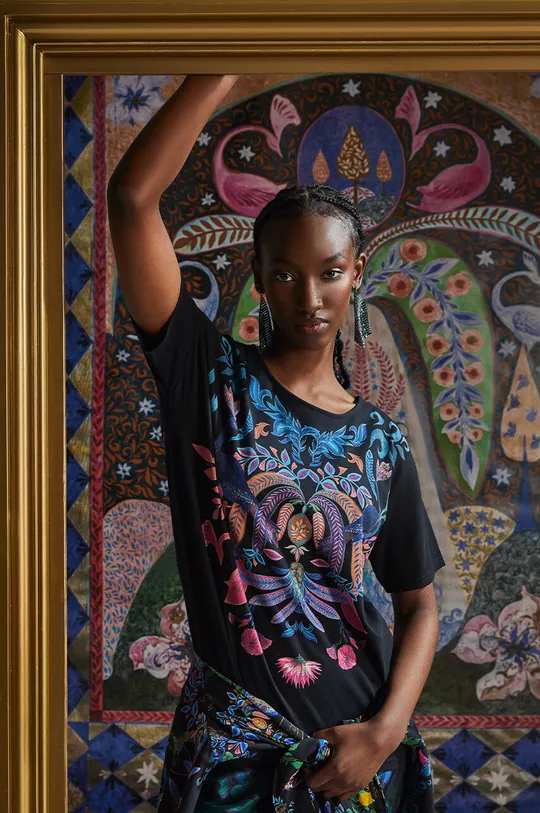 czarny T-shirt bawełniany damski z kolekcji Medicine x Veronika Blyzniuchenko kolor czarny Damski