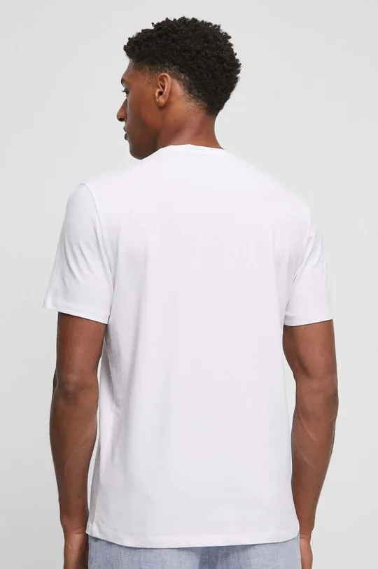 T-shirt bawełniany gładki z domieszką elastanu kolor biały 95 % Bawełna, 5 % Elastan