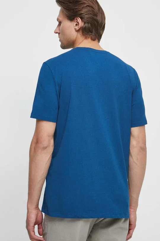 T-shirt bawełniany gładki z domieszką elastanu kolor turkusowy 95 % Bawełna, 5 % Elastan