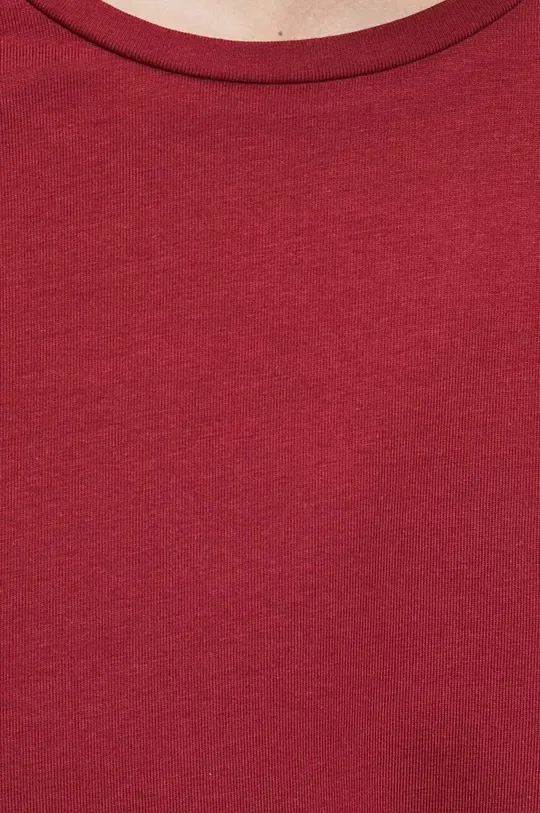 T-shirt bawełniany gładki z domieszką elastanu kolor bordowy Męski