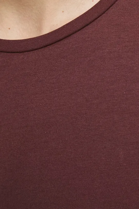 T-shirt bawełniany gładki z domieszką elastanu kolor brązowy Męski