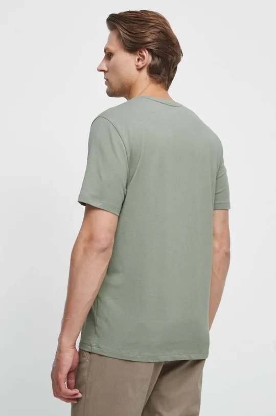 T-shirt bawełniany gładki z domieszką elastanu kolor zielony 95 % Bawełna, 5 % Elastan