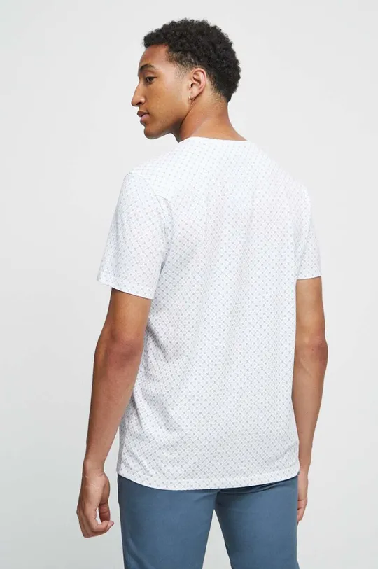 T-shirt bawełniany męski wzorzysty kolor biały 100 % Bawełna