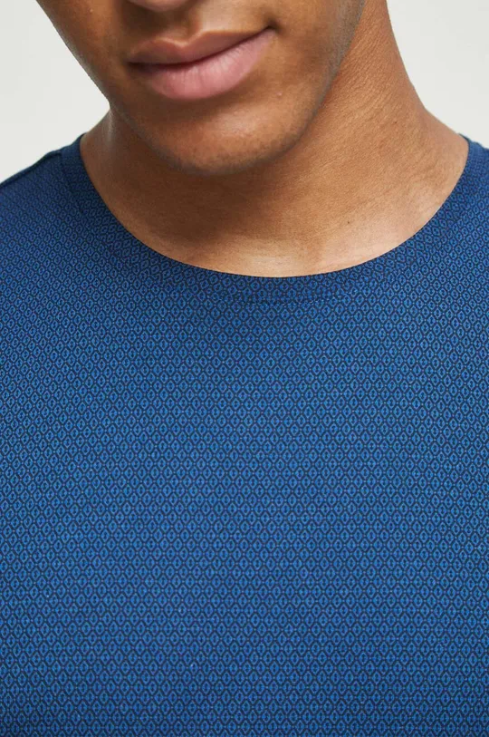T-shirt bawełniany męski wzorzysty kolor niebieski Męski