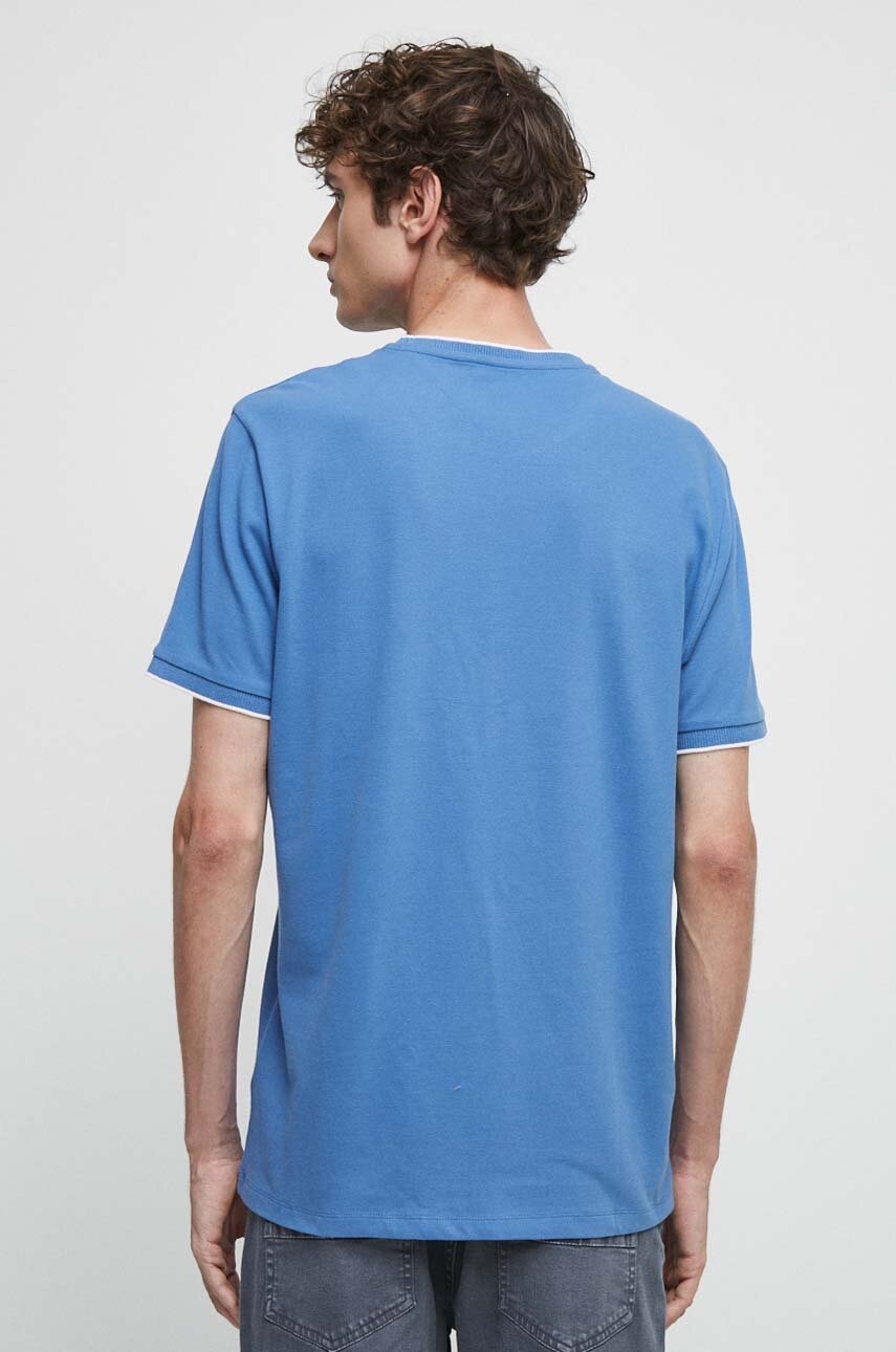 T-shirt bawełniany męskie gładki z domieszką elastanu kolor niebieski 98 % Bawełna, 2 % Elastan