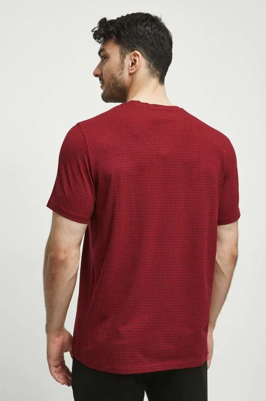 T-shirt bawełniany męski wzorzysty kolor bordowy 95 % Bawełna, 5 % Elastan