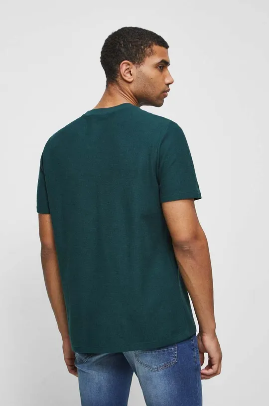 T-shirt bawełniany męski z fakturą kolor zielony 100 % Bawełna