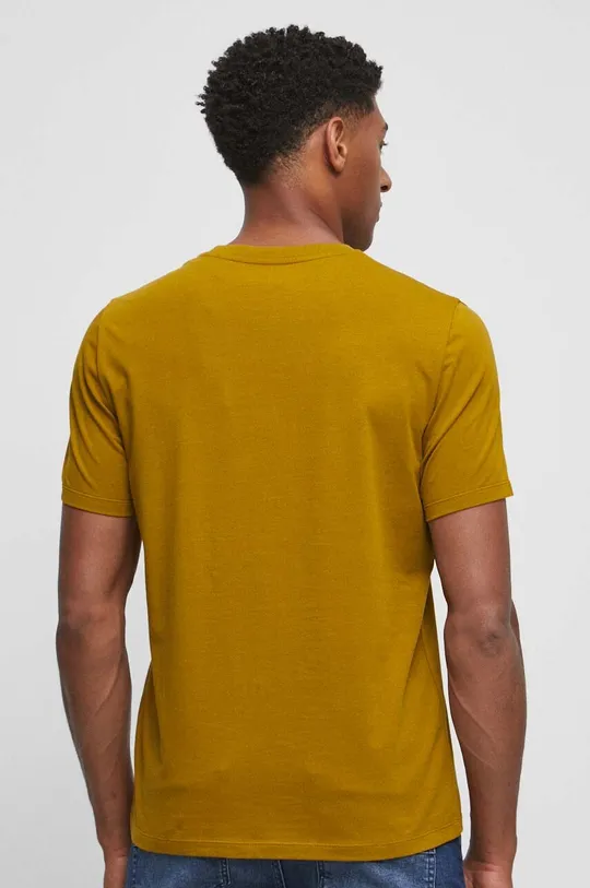 T-shirt bawełniany męski z nadrukiem z domieszką elastanu kolor brązowy 95 % Bawełna, 5 % Elastan