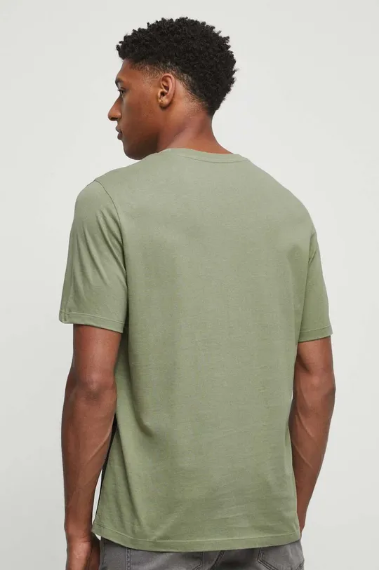 T-shirt bawełniany męski z nadrukiem kolor zielony 100 % Bawełna