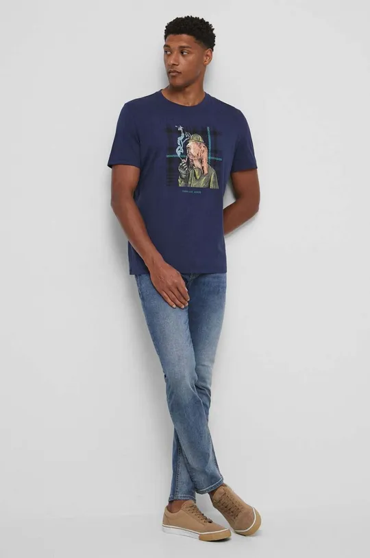 T-shirt bawełniany męski z kolekcji na Dzień Psa kolor granatowy 100 % Bawełna