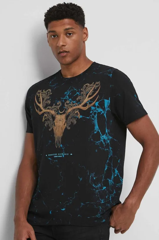 T-shirt bawełniany męski z kolekcji Zamkowe Legendy kolor czarny czarny