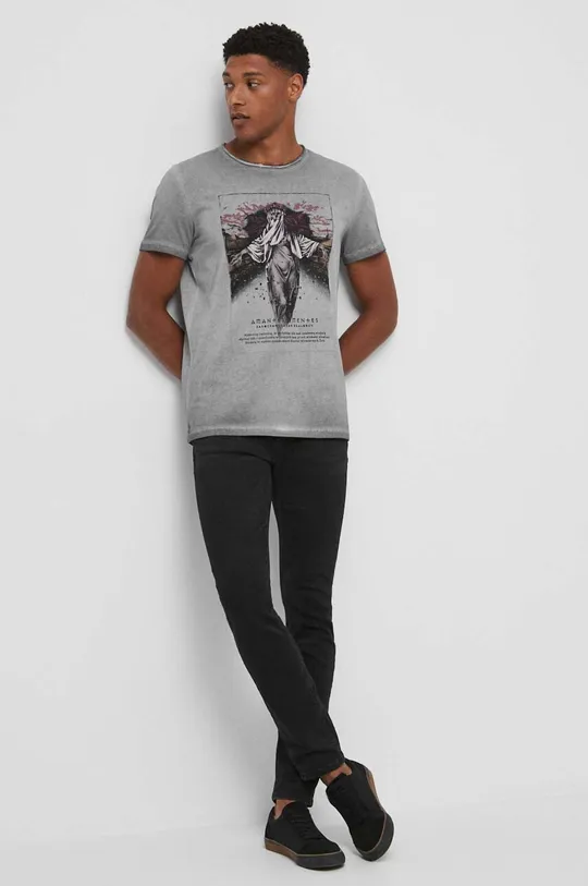 T-shirt bawełniany męski z kolekcji Zamkowe Legendy kolor szary 100 % Bawełna