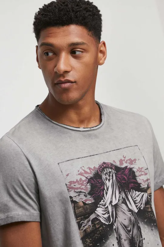 T-shirt bawełniany męski z kolekcji Zamkowe Legendy kolor szary Męski