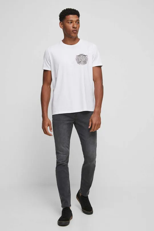 T-shirt bawełniany męski z kolekcji Zamkowe Legendy kolor biały 100 % Bawełna