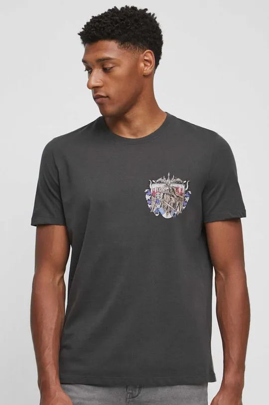 szary T-shirt bawełniany męski z kolekcji Zamkowe Legendy kolor szary Męski
