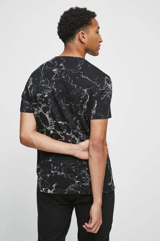 T-shirt bawełniany męski wzorzysty kolor czarny 100 % Bawełna