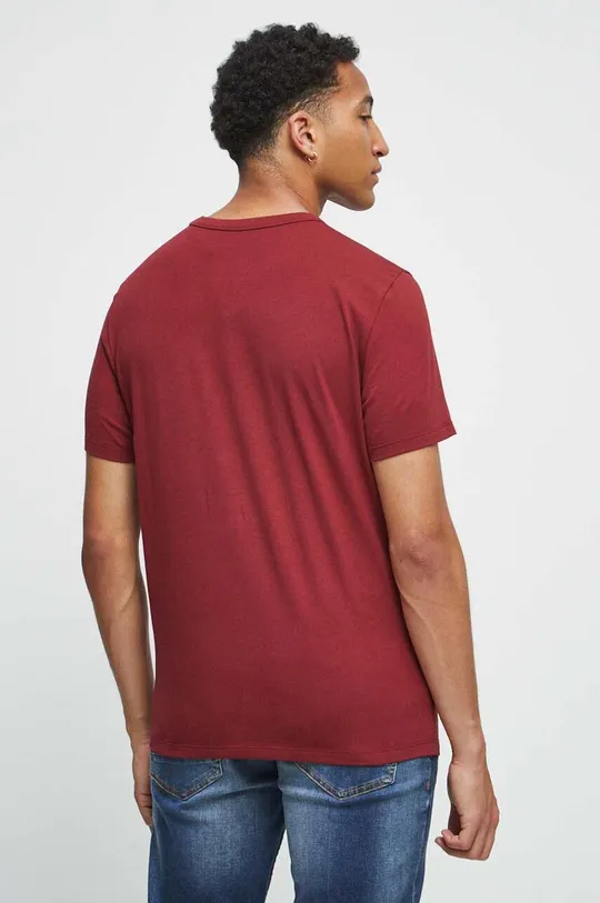 T-shirt bawełniany męski z nadrukiem z domieszką elastanu kolor bordowy 95 % Bawełna, 5 % Elastan