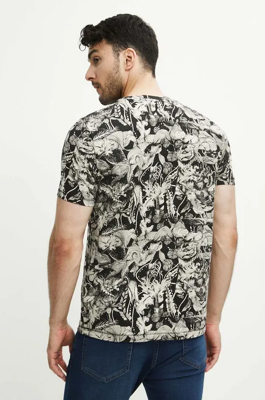 T-shirt bawełniany męski z kolekcji Graficzny Atlas Zwierząt kolor czarny