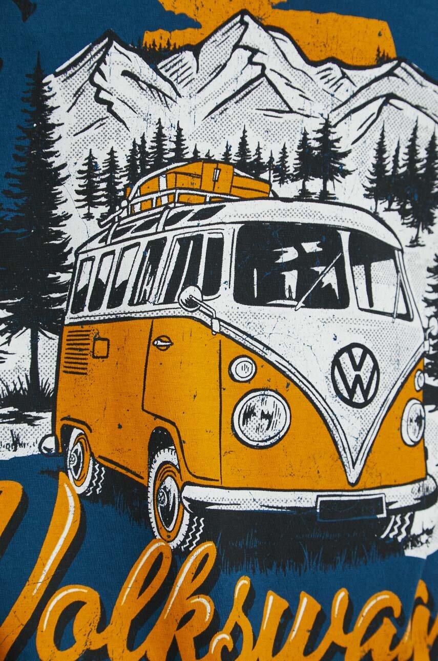 T-shirt bawełniany męski Volkswagen kolor turkusowy