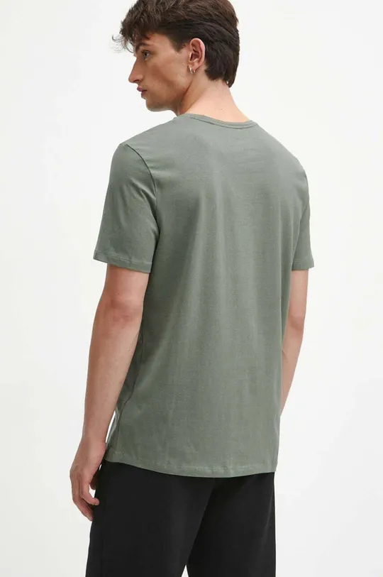 T-shirt bawełniany męski z nadrukiem z domieszką elastanu kolor zielony 95 % Bawełna, 5 % Elastan