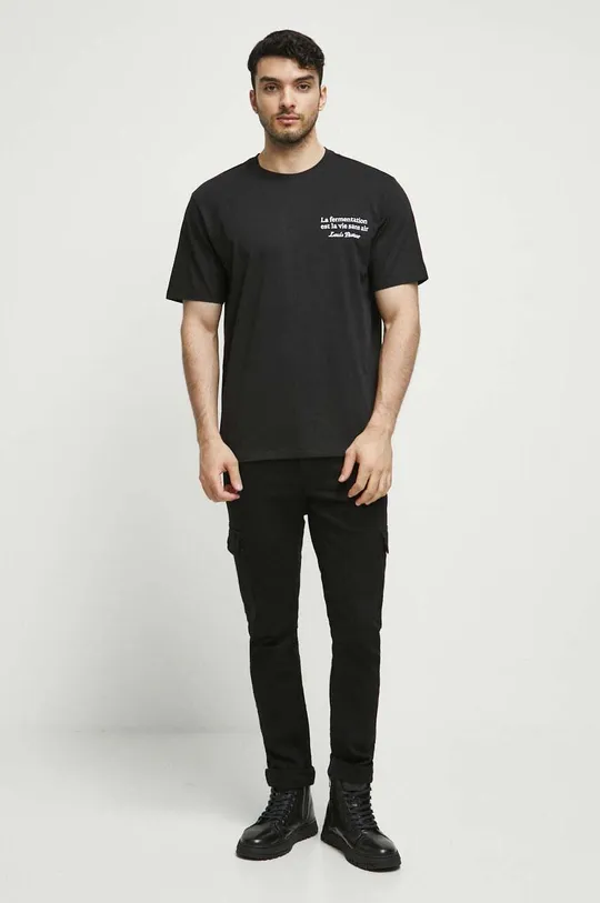 T-shirt bawełniany męski z kolekcji Science kolor czarny 100 % Bawełna