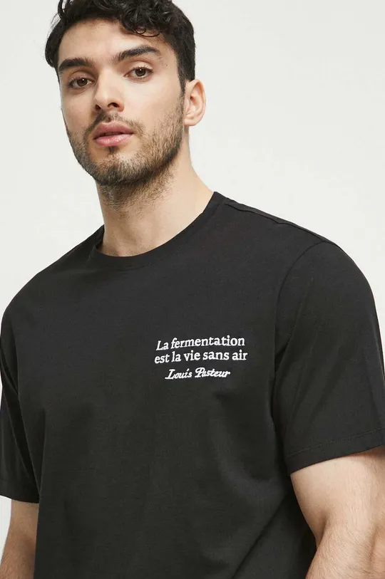 T-shirt bawełniany męski z kolekcji Science kolor czarny Męski