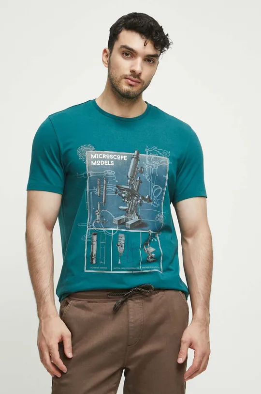 Bavlnené tričko z kolekcie Science zelená farba Pánsky