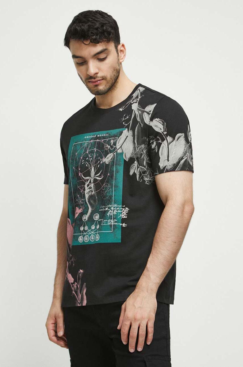 T-shirt bawełniany męski z kolekcji Science kolor czarny 100 % Bawełna