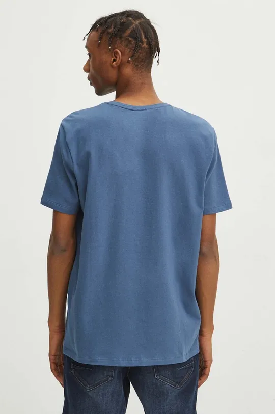 T-shirt bawełniany męski z domieszką elastanu z nadrukiem kolor niebieski 95 % Bawełna, 5 % Elastan